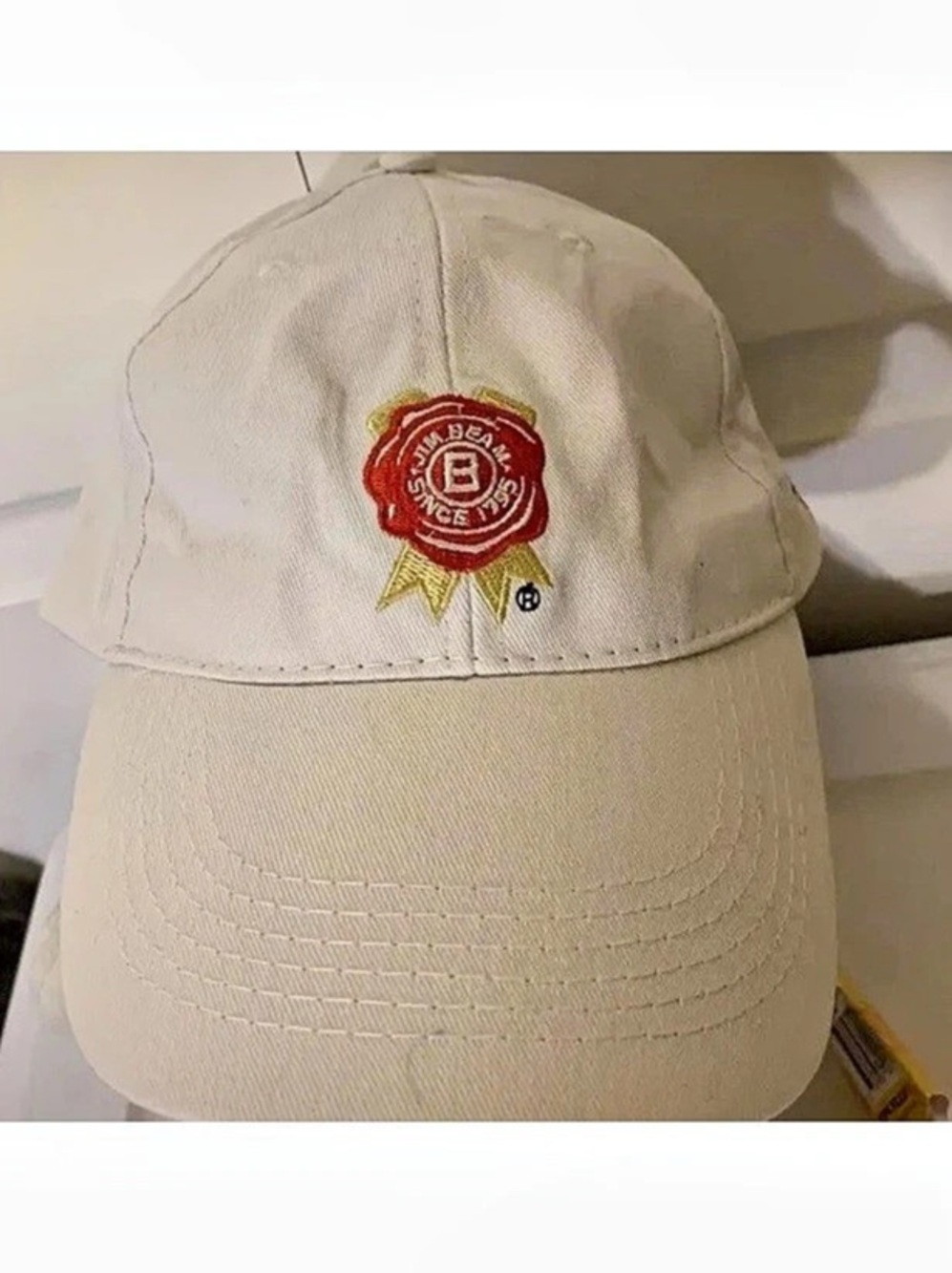 Jim Beam Born and Barreled in the USA White Ball Cap Trucker Hat Adjustable